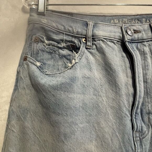 American Eagle Women's Denim Baggy Jeans Size 12 Regular Blue High-Rise Comfy - Picture 4 of 15